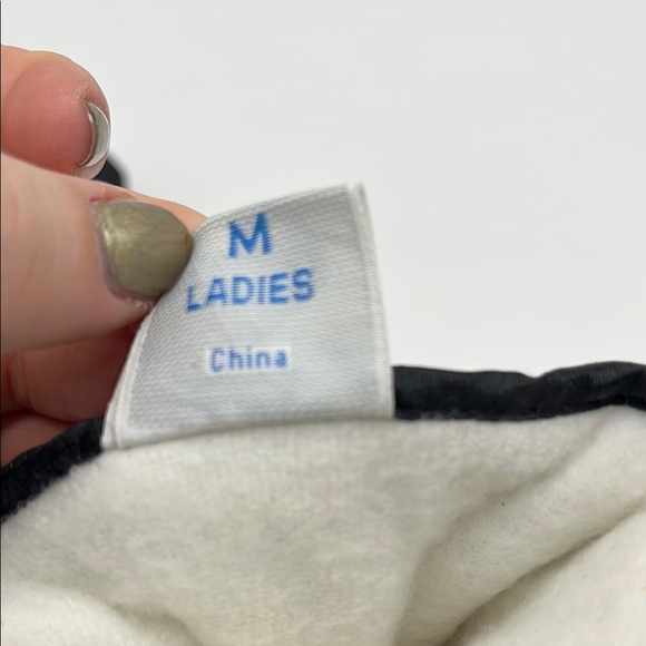 KOMBI Black Leather Nylon Winter Snow Mittens Women Size Medium - Picture 6 of 8